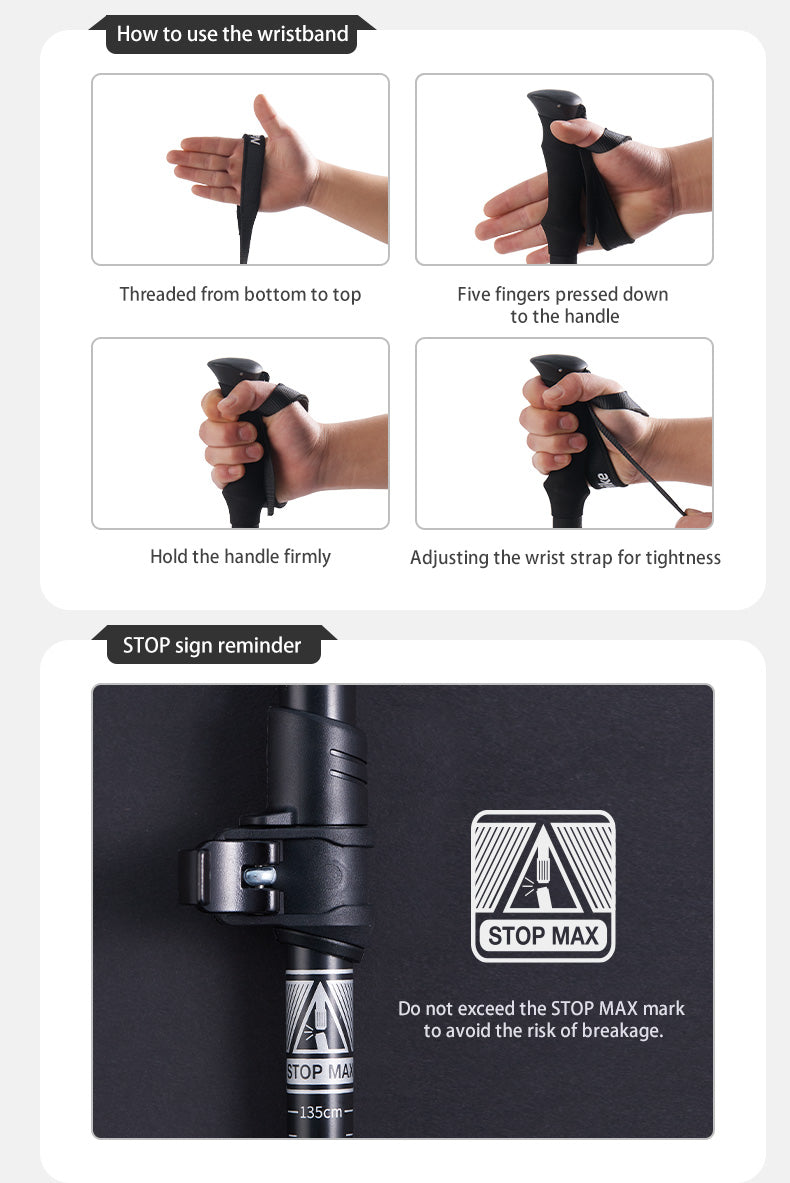 【新品訂購】ST07加長款輕量碳纖維五節行山杖|NH18D010-Z